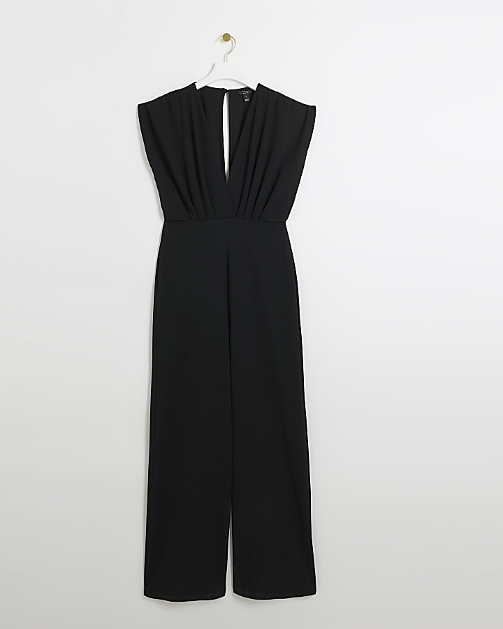 Black sleeveless Jumpsuit River Island
