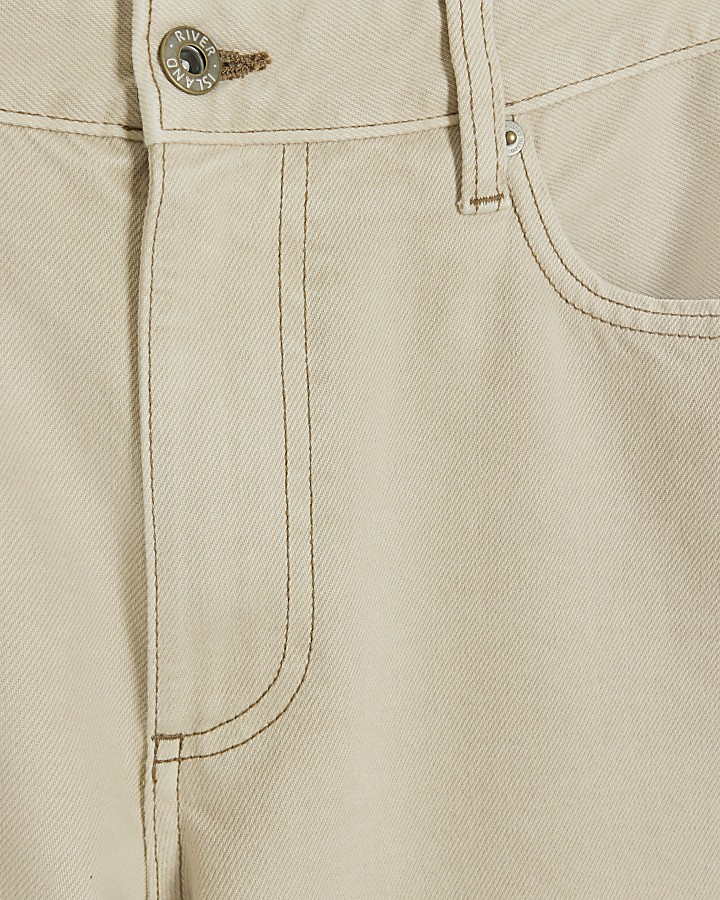 Petite ecru high waisted straight jeans River Island