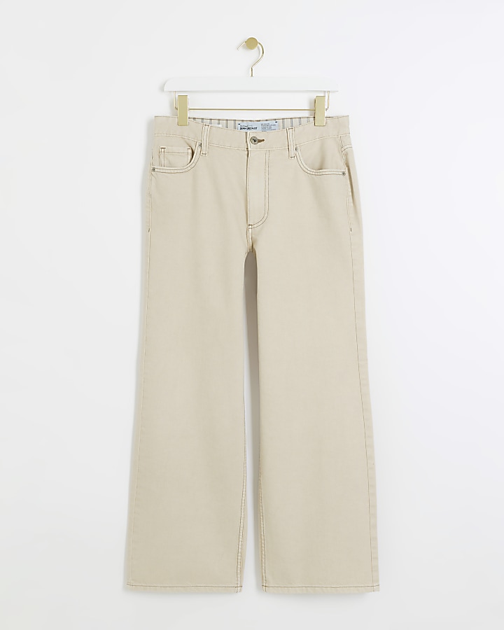 Petite ecru high waisted straight jeans River Island