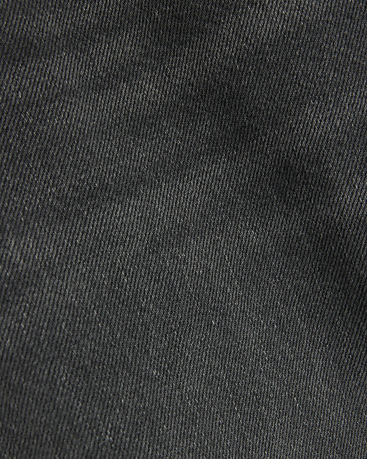 Petite black high waisted straight jeans | River Island