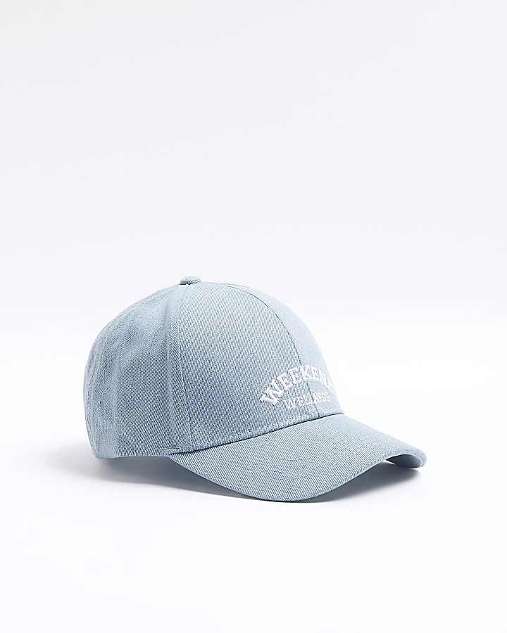 Blue denim embroidered cap