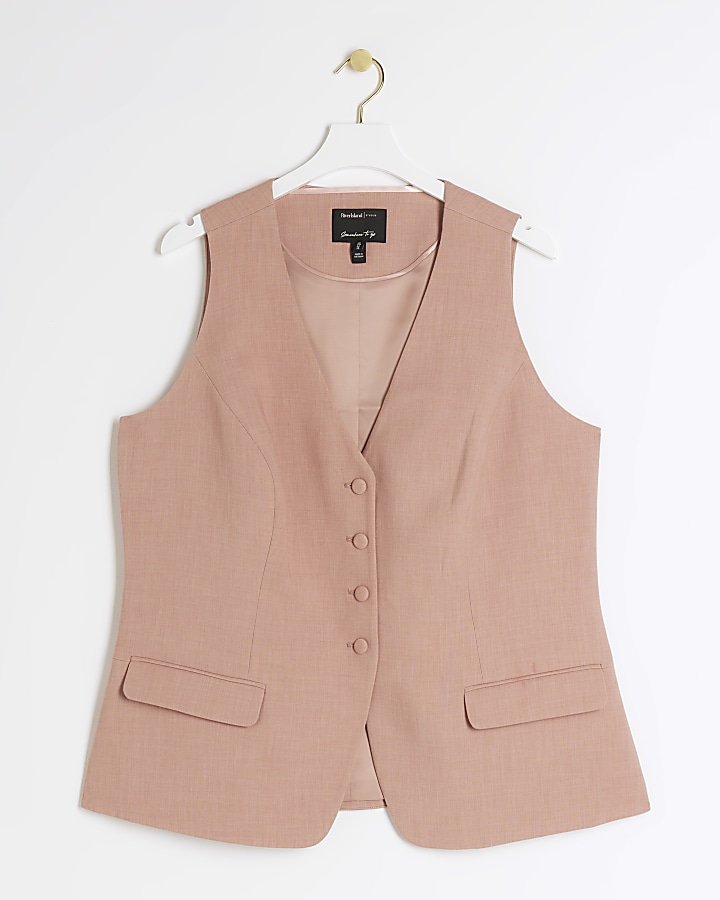 Plus pink button up longline waistcoat