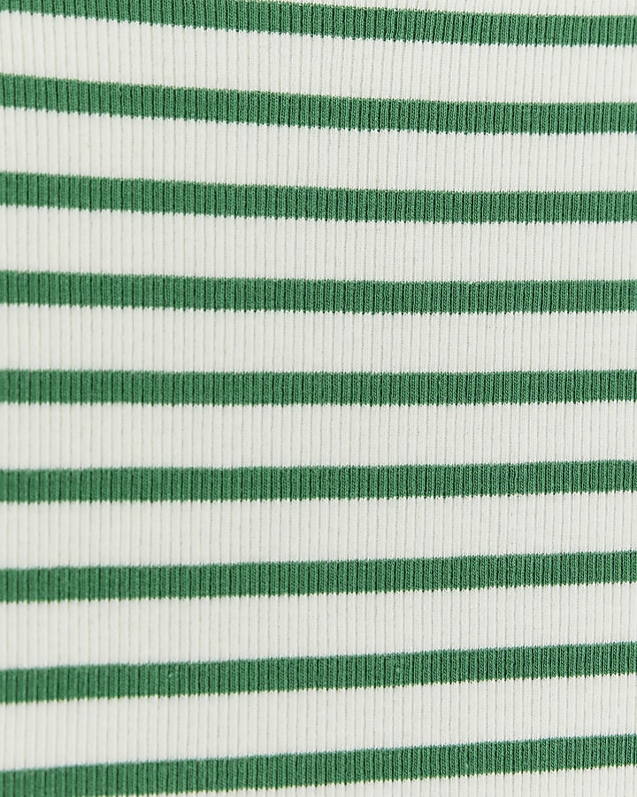 Green stripe scoop neck vest top