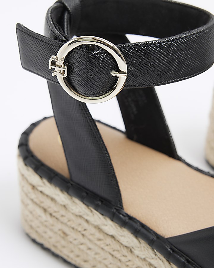 Black wide fit knot espadrille sandals