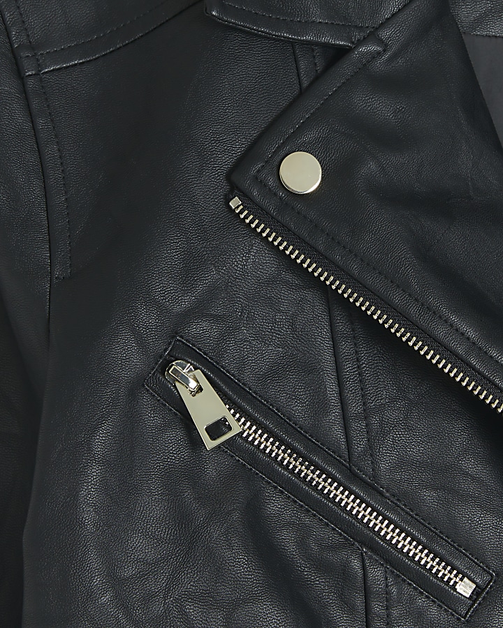 Black diamond quilted cuff biker jacket | River Island
