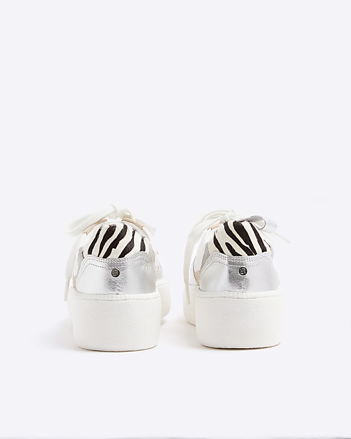 White Leather Platform Trainers