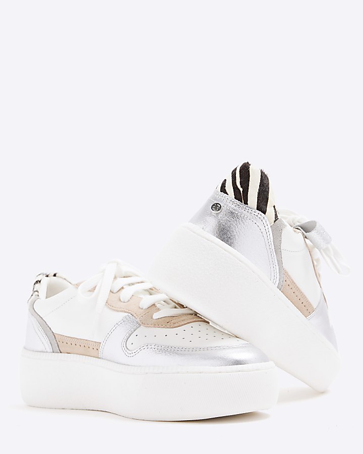 White Leather Platform Trainers