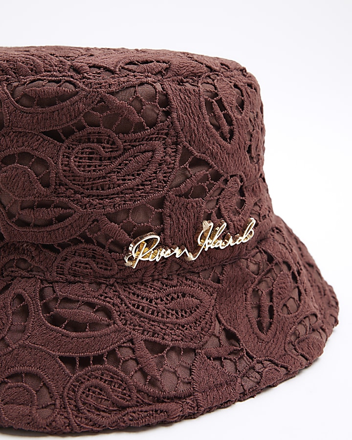 Brown crochet bucket hat