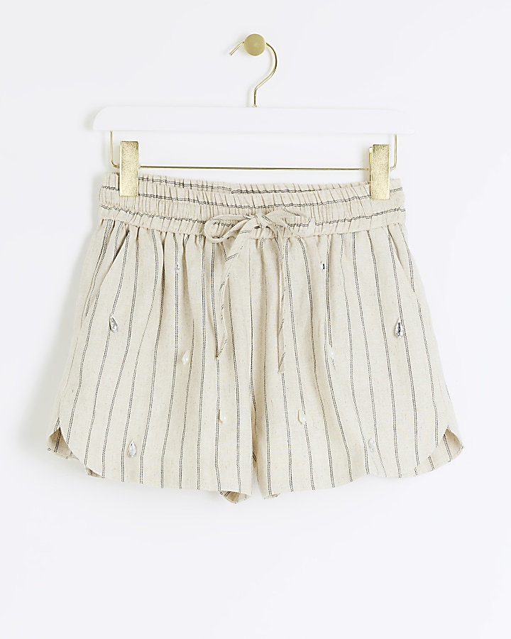 Petite stripe embellished shorts