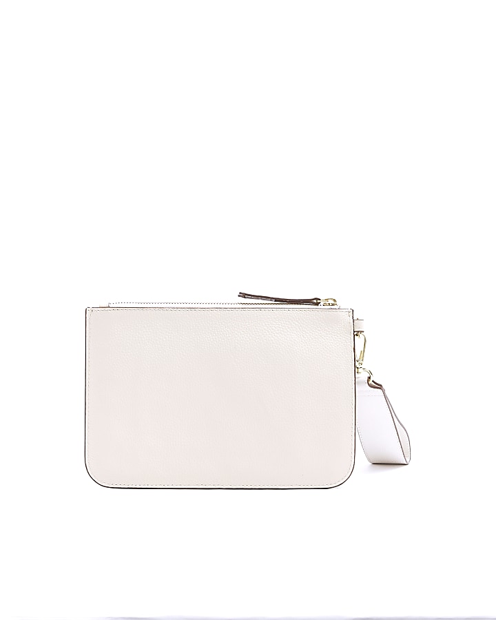 White leather embellished pouchette bag