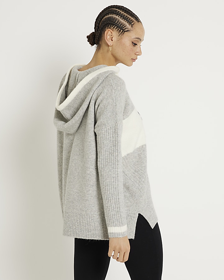 Grey hooded jumper