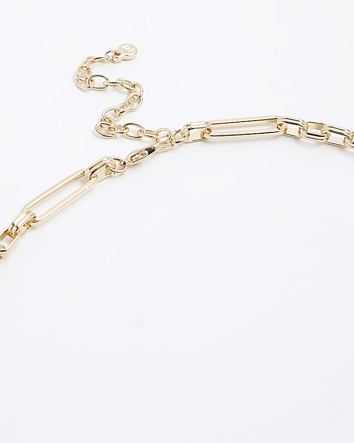 Gold Mixed Link Chain Necklace