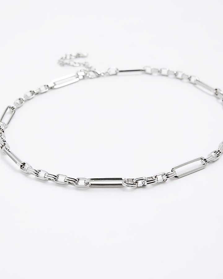 Silver Mixed Link Chain Necklace