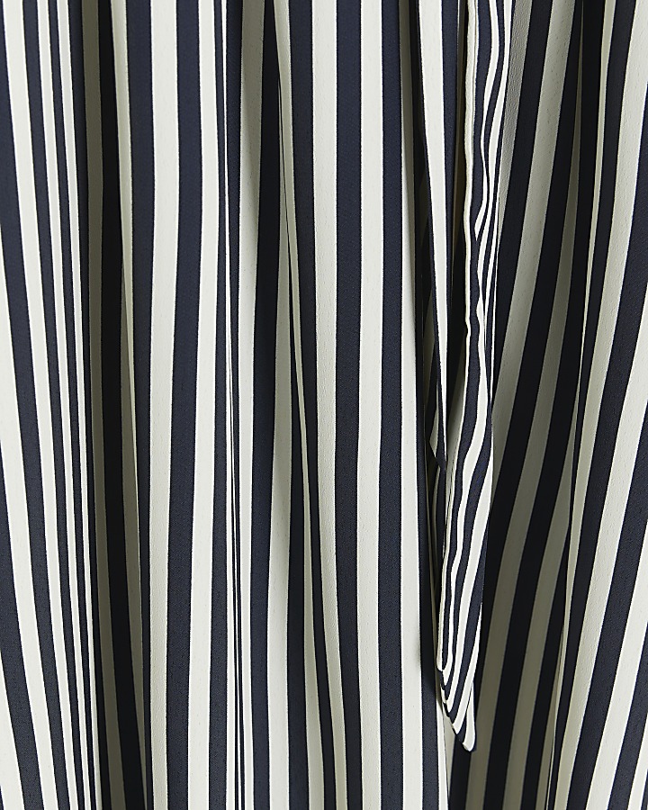 Navy stripe belted midi shirt dress