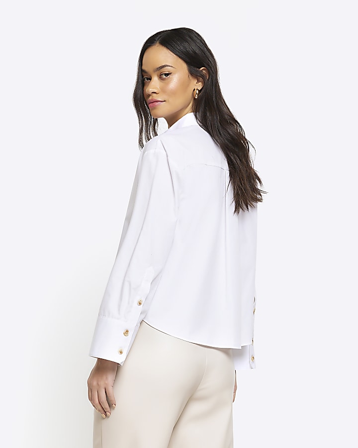 White crop long sleeve shirt