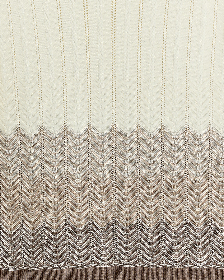 Brown knit stripe vest top