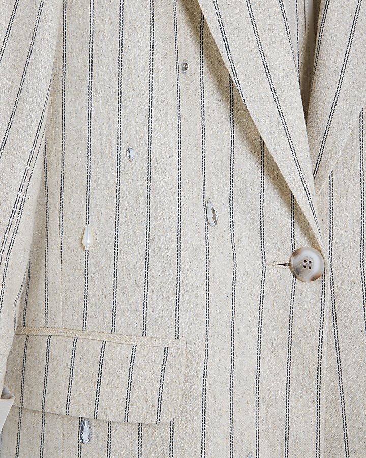 Cream stripe embellished blazer