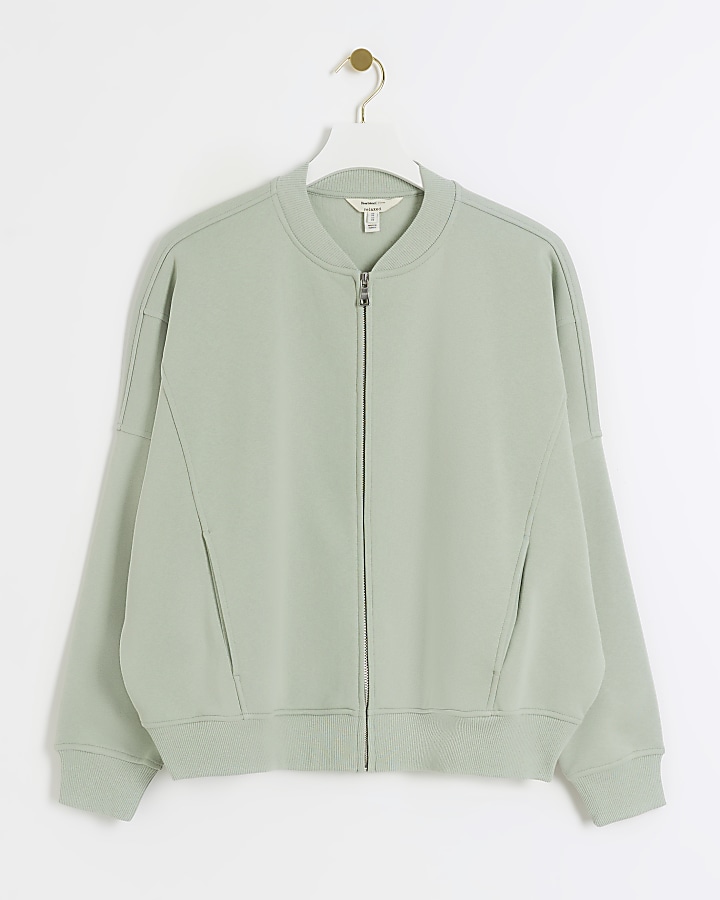 Light Green zip up bomber sweatshirt