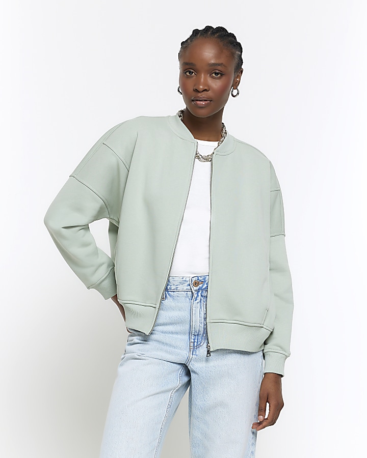 Mint green store bomber jacket