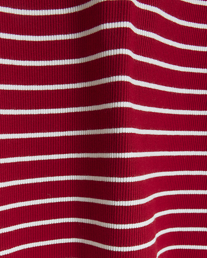 Red rib stripe t-shirt