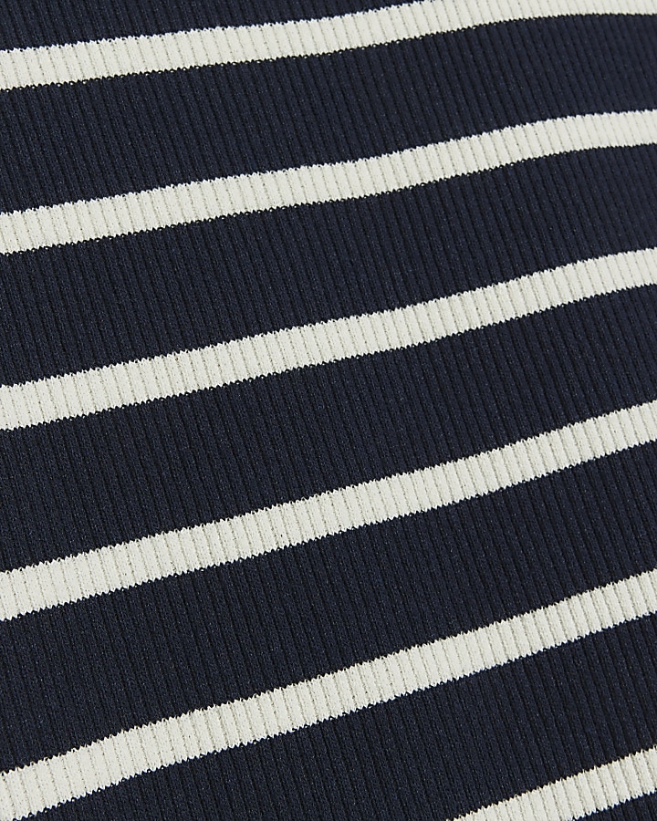 Navy ribbed stripe maxi skirt