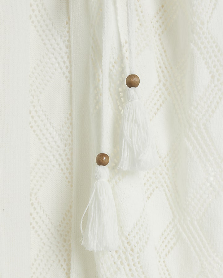 White crochet maxi cardigan