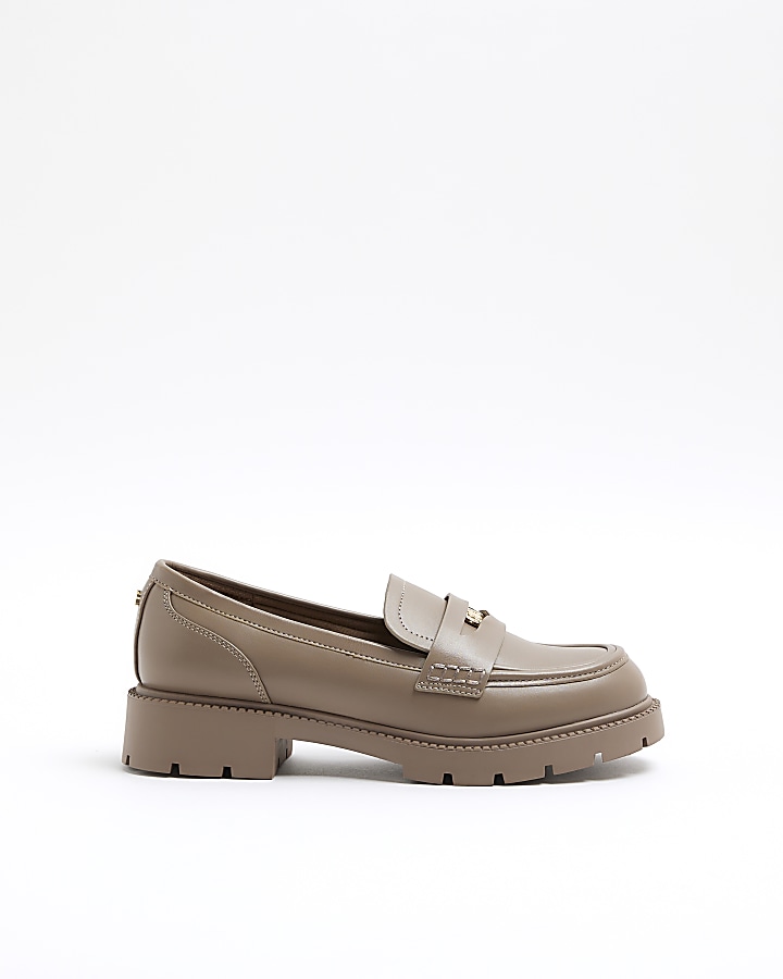 Beige chunky loafers