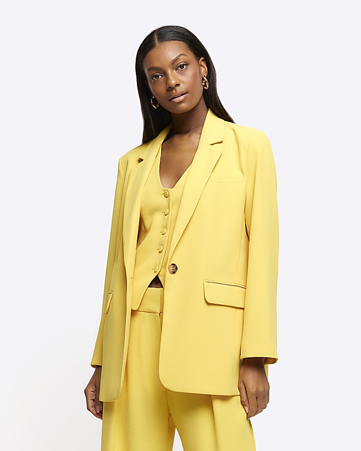 Yellow smart blazer | River Island