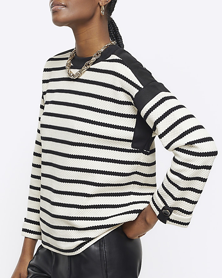 Black stripe long sleeve sweatshirt