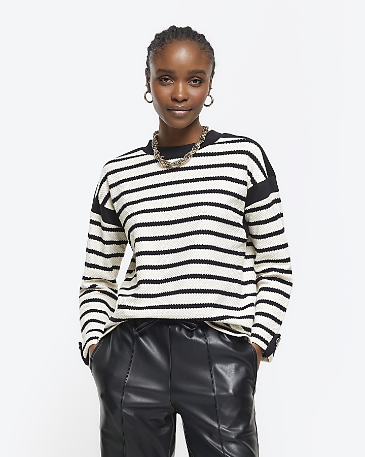 Striped sleeve clearance sweatshirt