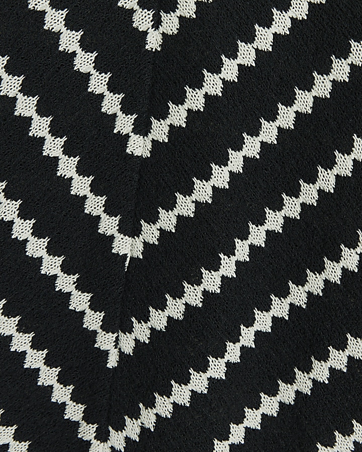 Black crochet stripe long sleeve top