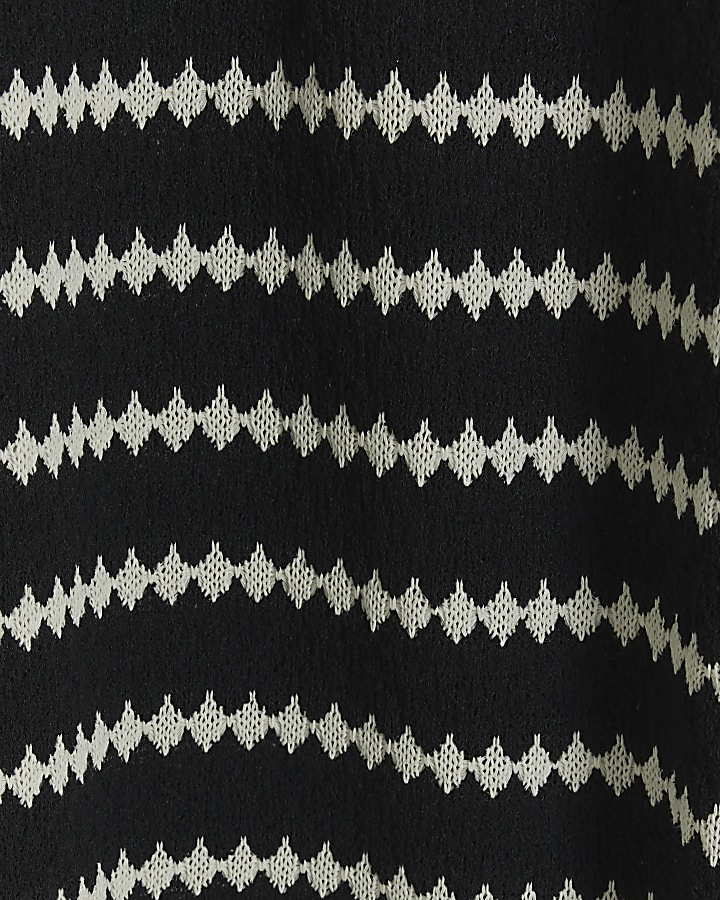 Black crochet stripe wide leg trousers