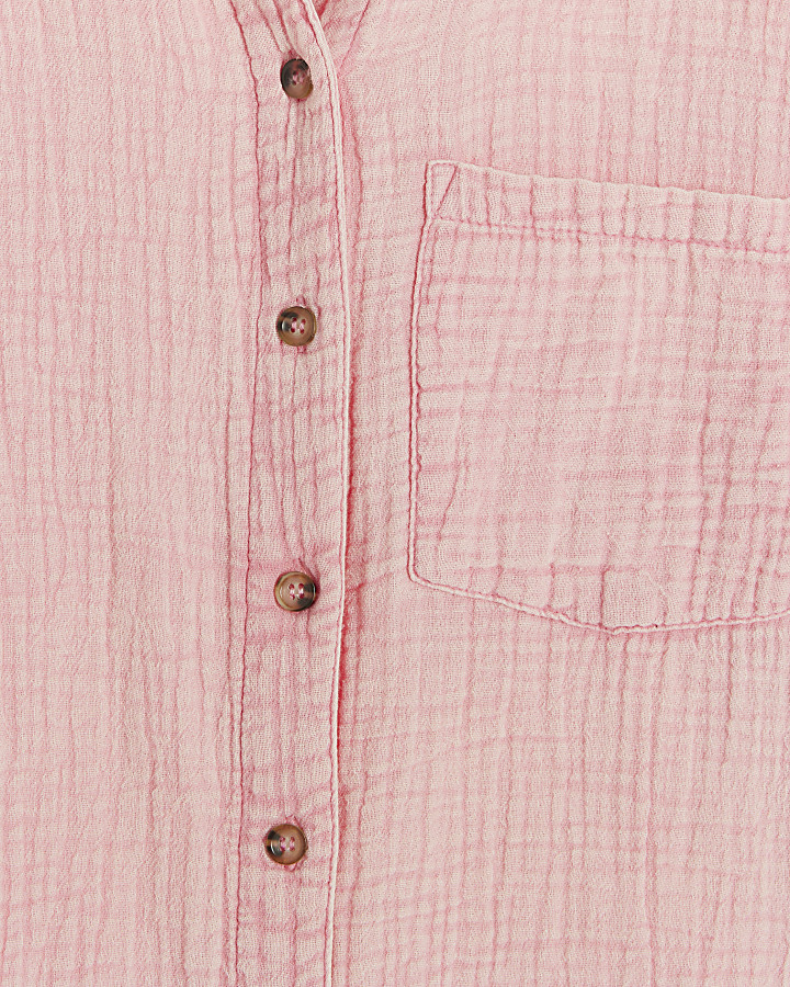 Pink textured long sleeve shirt