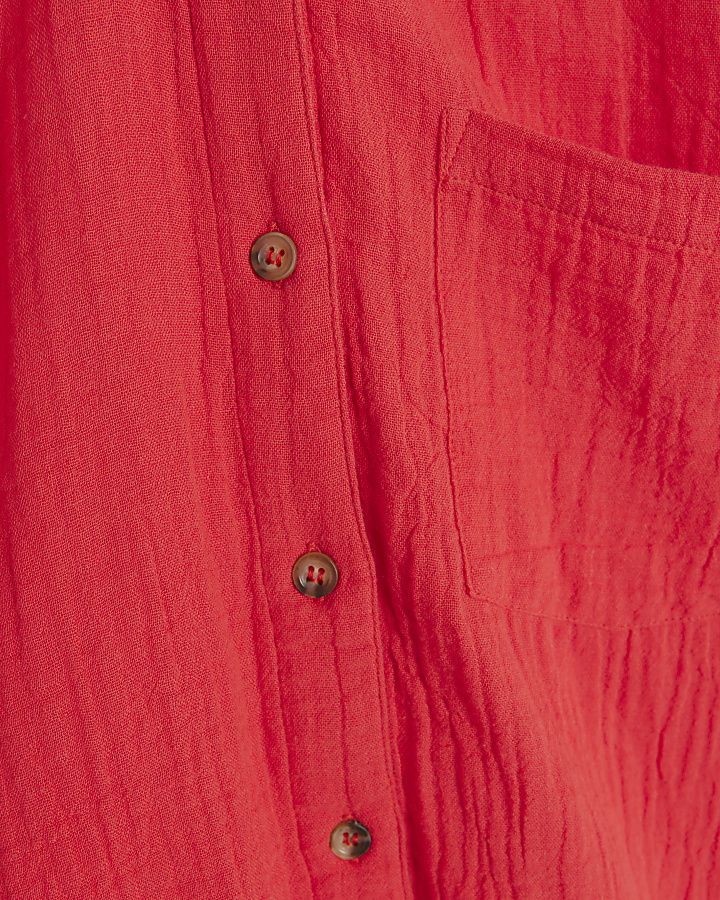 Red textured long sleeve shirt