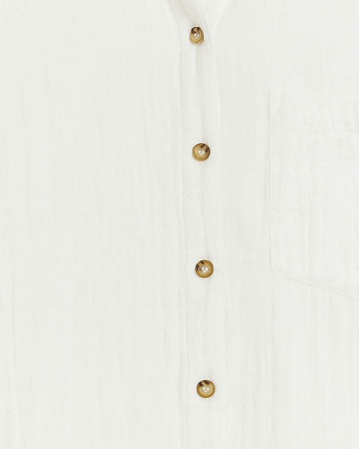 White textured long sleeve shirt