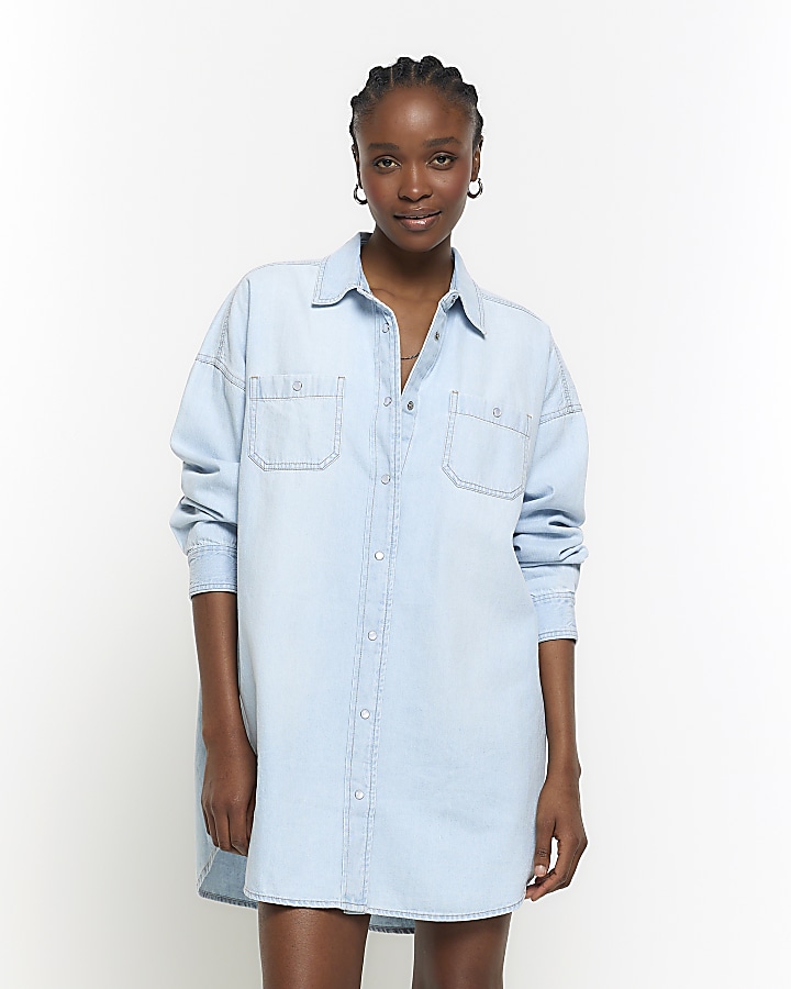 Denim mini shirt store dress