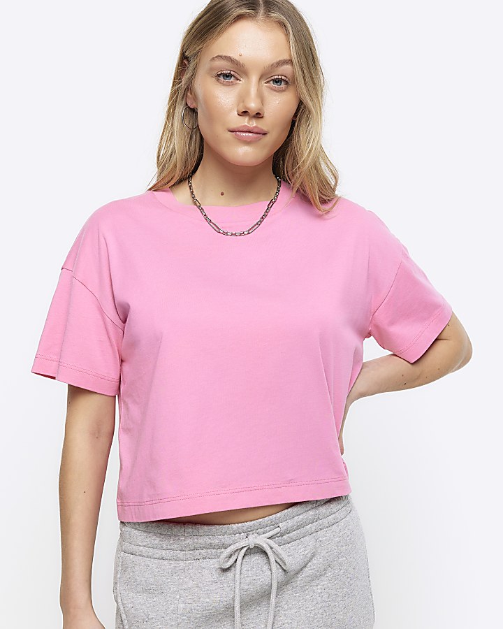 Petite pink boxy t-shirt