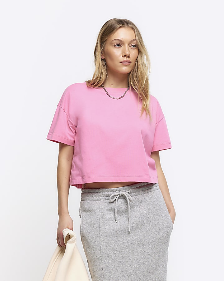 Petite pink boxy tshirt River Island