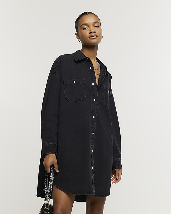 Black dress 2025 denim shirt