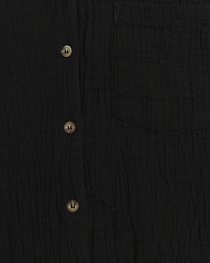 Black textured long sleeve shirt