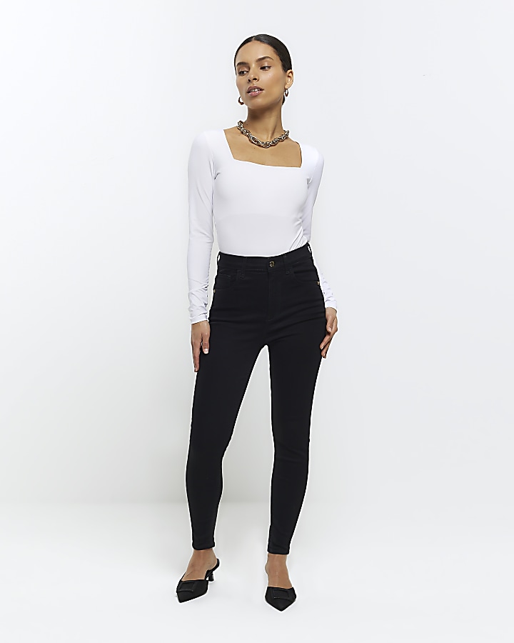 Petite black bum sculpt skinny jeans