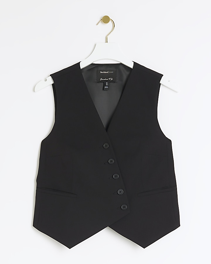 Black Asymmetric Waistcoat