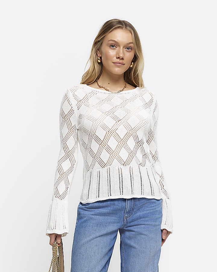 River island cheap white crochet top