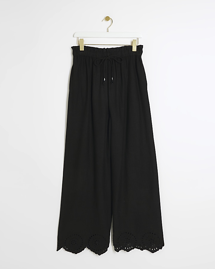 Black Linen blend Trousers