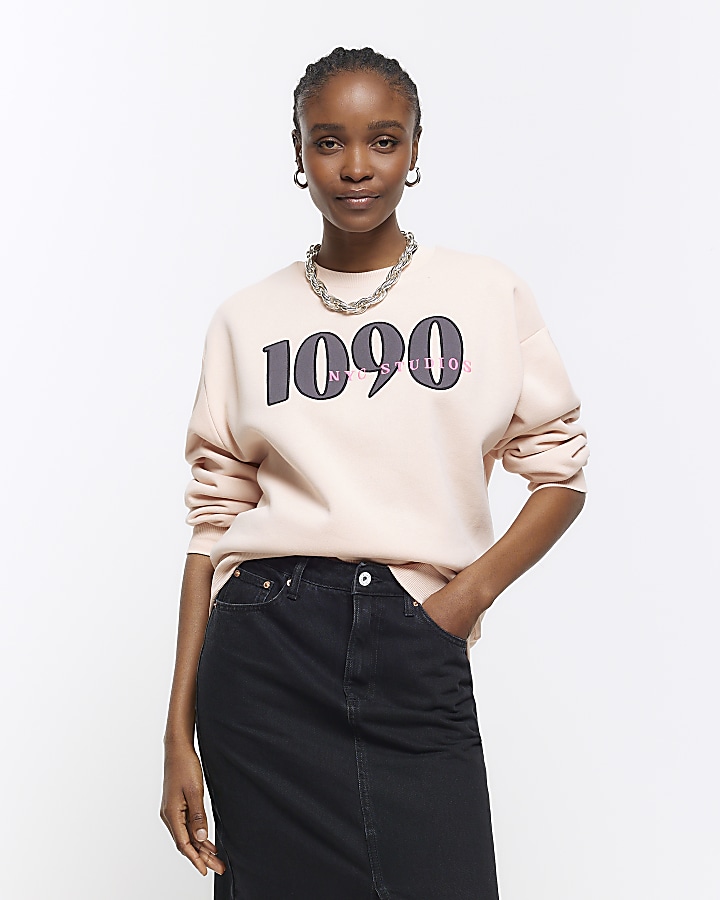 Pink embroidered sweatshirt