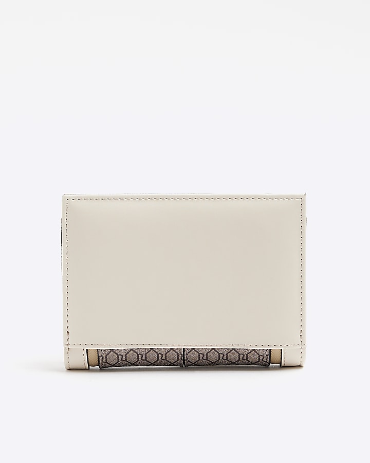 Cream monogram panel purse