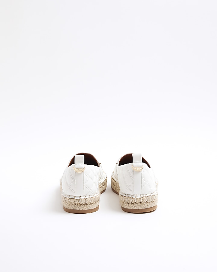 White Quilted Espadrille Shoes