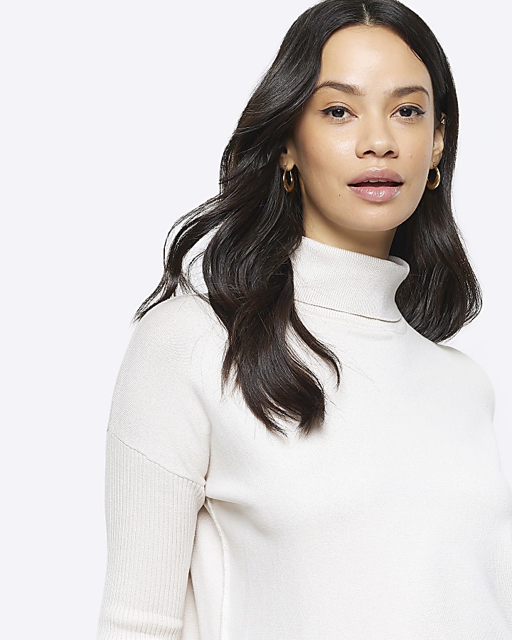 Cream Roll Neck Jumper River Island