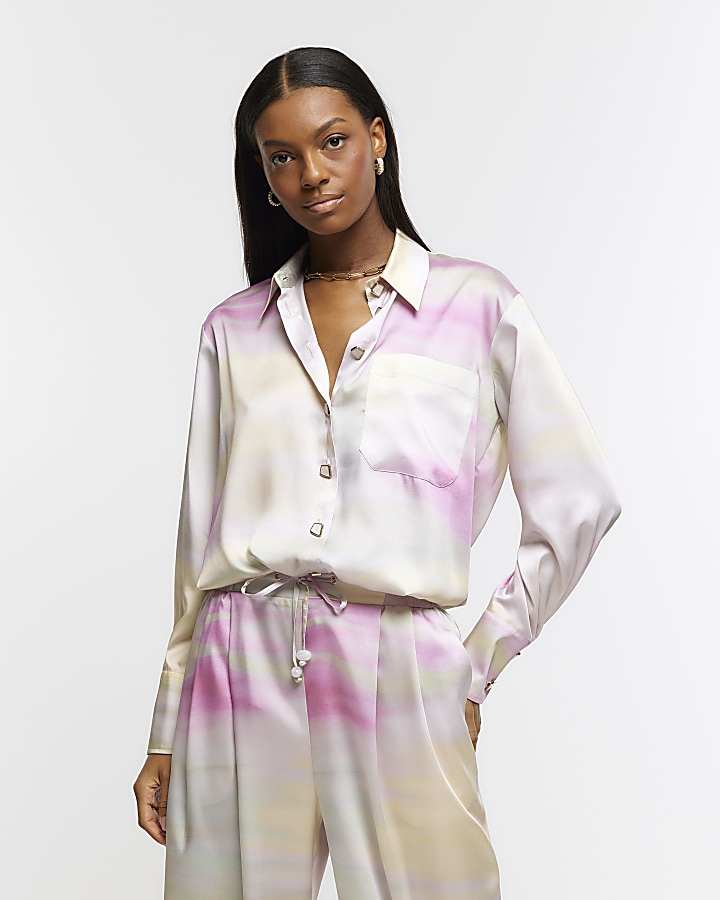 Pink satin ombre shirt