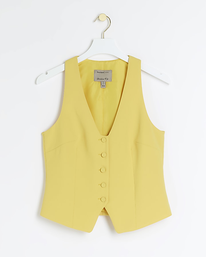 Yellow button up smart waistcoat